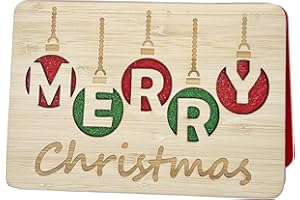 Della Stella Handmade Wooden Blank Christmas Greeting Gift Cards for Wife,Merry Christmas Card With Envelopes for Mom,Friends,Family,Kids