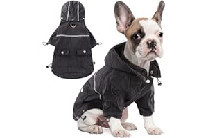 FUAMEY Dog Rain Coat, Pet Lightweight Waterproof Rain Jacket with Transparent Brim, Reflective Dog Rain Poncho, Pet Puppy Slicker Raincoat with Leash Hole, Dog Rainwear for Small Medium Dogs Cats