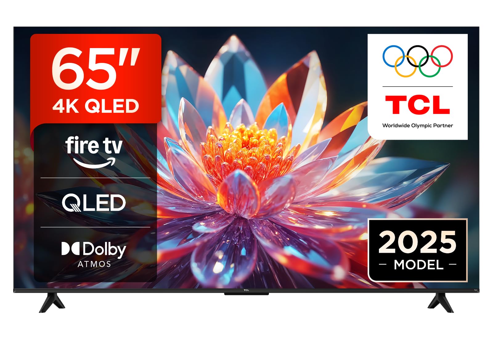 TCL 65T6C 65 Zoll QLED Fernseher, 4K UHD Fire TV, HDR10+, Dolby Vision & Atmos, Smart TV mit Sprachsteuerung mit Alexa, Google Cast & AirPlay 2
