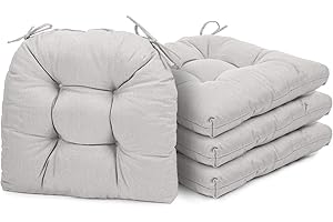 Kyaringtso Chair Cushions for Dining Chairs, 4 Pack Soft and Comfortable Chair Cushions Pads with Ties, Seat Cushions for Kitchen Chairs，Dining Room (4 Pack 17x16, Beige)