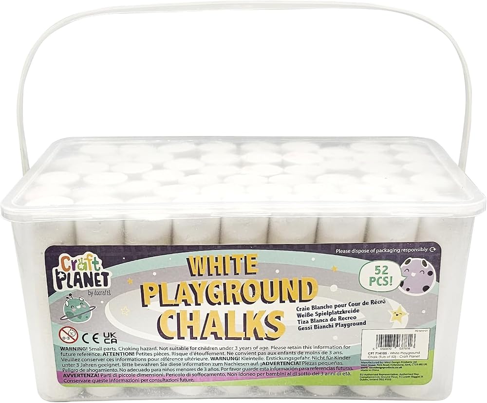 Craft Planet Playground Chalk White Pack of 52 for Kids and Arts