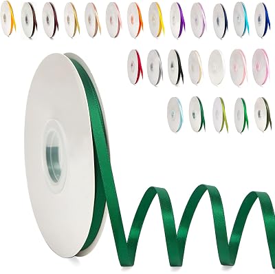 POPOYU Dark Green Ribbon 6mm x 91M Satin Gift Wrap Craft Split