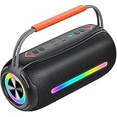 aowoka Bluetooth Speaker Portable Wireless Bluetooth Speakers with HD Stereo Sound, BT 5.4 TWS Pairing, IPX7 Waterproof, 30H Battery Life with Led Light for Outdoor/Party/Sport/Travel/Gifts