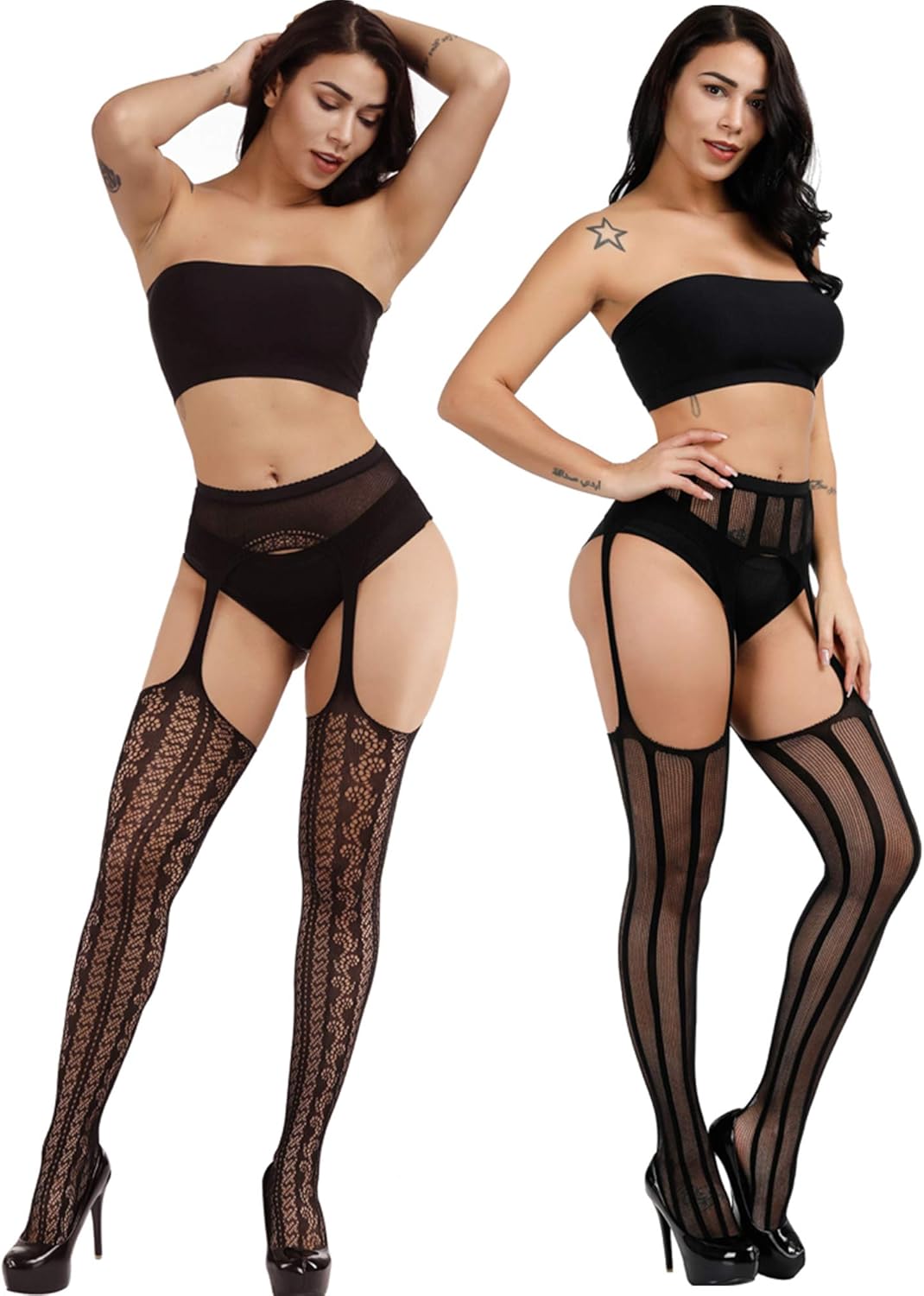 8 Pairs Women Fishnet Stockings Tights Pantyhose Thigh High Stockings Waist Fishnets at  Women’s Clothing store