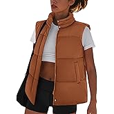 Zeagoo Puffer Vest Women Lightweight Fall Sleeveless Jackets Zip Up Puffy Outerwear Quilted Gilet Winter Pocket Outfits