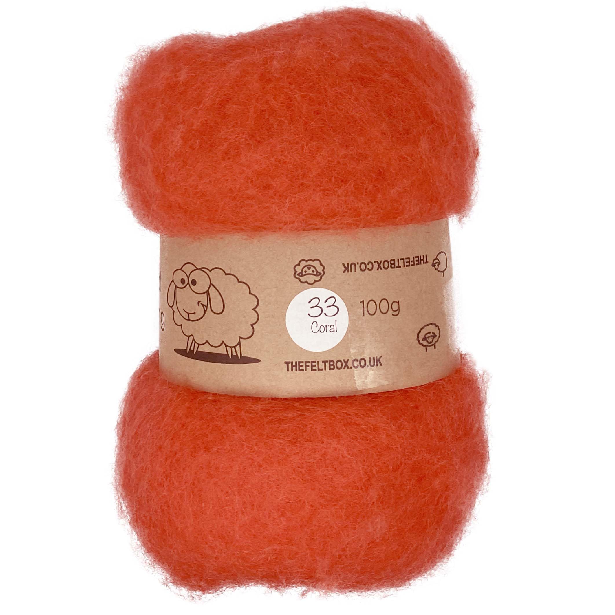 Carded Batt #33 Coral – 100g Wool for Needle & Wet Felting, Core & Finish – The Felt Box — image 1