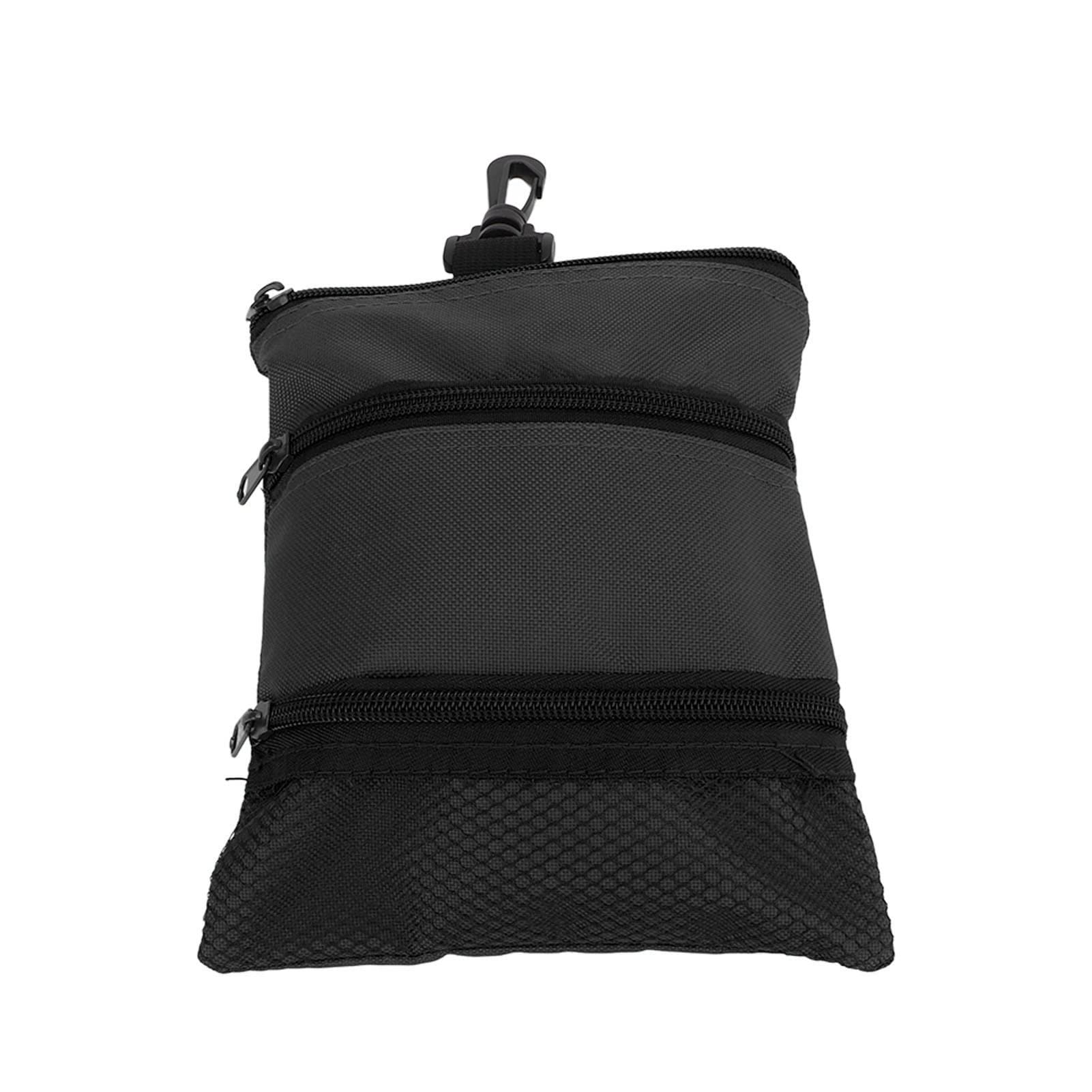 Ball Bag, Tee Bag, Heavy Duty Portable Tee Holder with 3 Pockets Tee Bag Pouch Accessories Bag for Daily Use Black