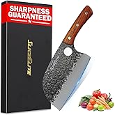 SliceElite Heritage Forge Series Hand Forged Serbian Chef Knife 7 Inch German High Carbon Steel Sandalwood Handle Butcher Car