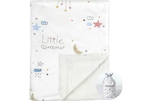 CREVENT Cozy Soft and Warm Mink Baby Blanket with Sherpa Backing, Gift Packing with Ribbon for Newborn Infant Toddler's Crib 