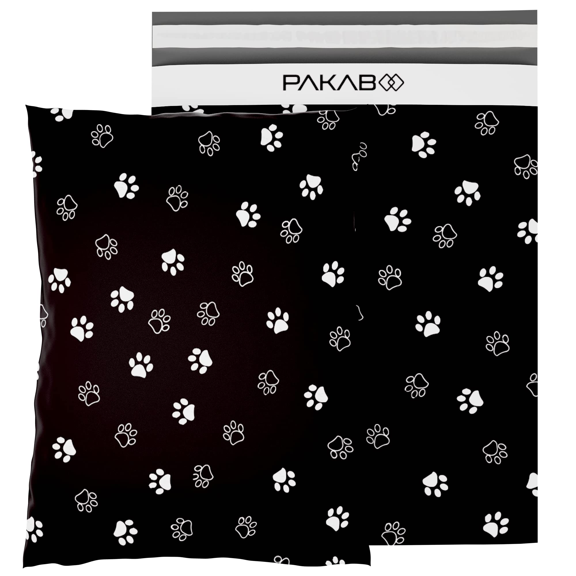 PAKABOO Poly Mailer Shipping Bags 12x15 Inch, 100 Pack, Non-Padded Envelopes with Tamper Proof Self-Seal, Paw Print Packaging