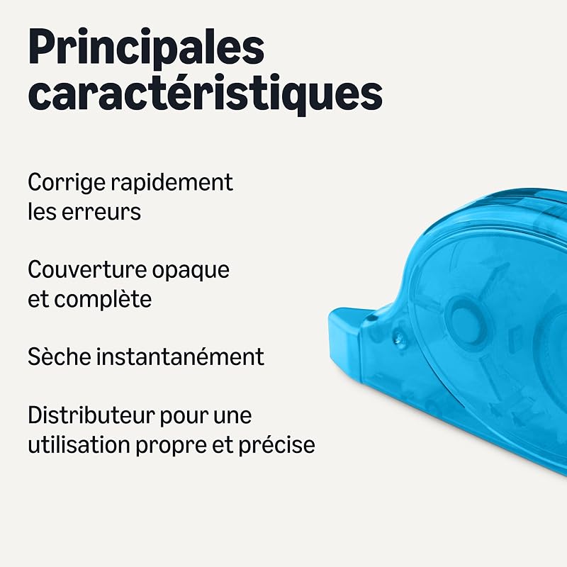 Ruban correcteur, Lot de 4, Rouleau, Stylo, Style Souris, Séchage Instantané, 12m de Long, Vert, Violet, Rouge, Bleu