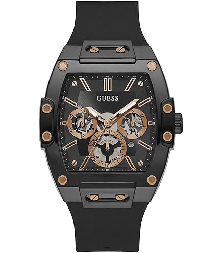 Amazon.com: Guess Men's 44mm Watch - Black Multi Dial Gold-Tone
