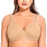MELENECA Women's Minimizer Seamless Unlined Comfortable Plus Size Underwire Bra