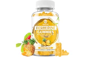 GRNLIFE Berberine Gummies with Ceylon Cinnamon 1500mg High Potency Berberine HCL Supplement for Immune and Metabolism Support, Sugar Free Organic Berberine Gummies Pineapple Flavor - 60 Count
