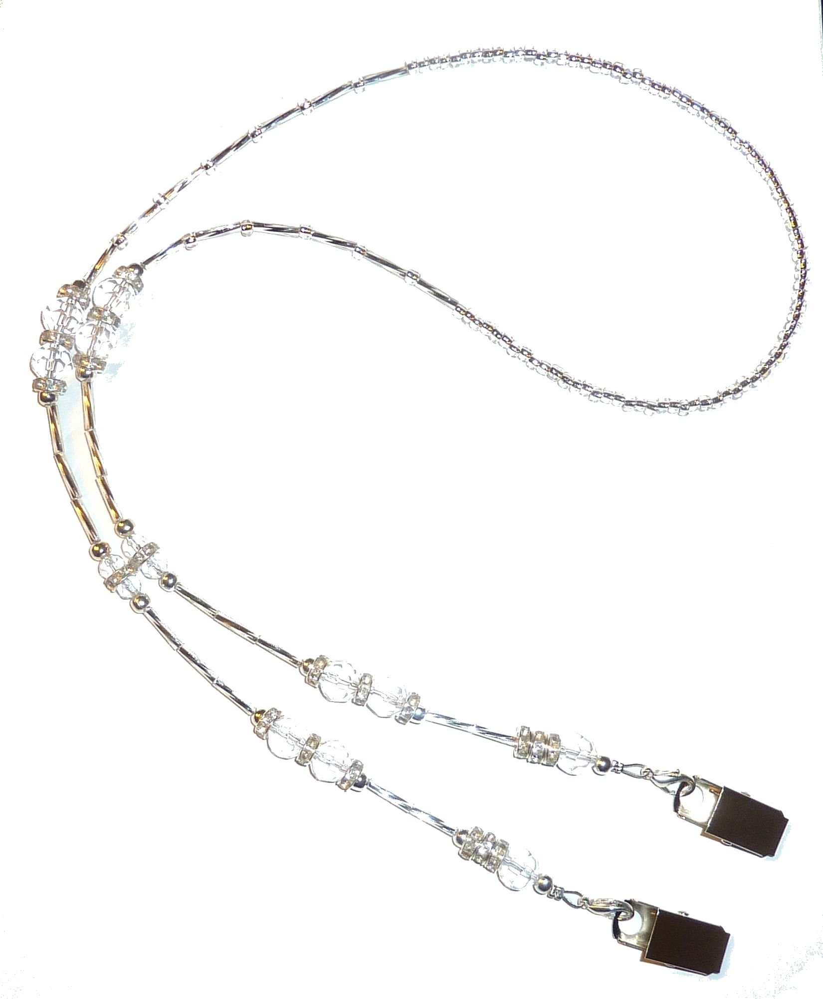 Crystal Style Fashion Women's Beaded Lanyard 34, Breakaway and Non breakaway available, For Keys, Badge holder (Bulldog Clips - Crystal ) by Hidden Hollow Beads