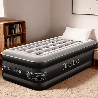 OlarHike Single Airbed with Built-In Pump 90W x 200L x 50H Black