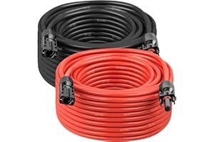 MOOKEERF Solar Panel Extension Cable - 10AWG 50FT Solar Wire with Waterproof Male & Female Connectors for RV, Home, Boat, Car (Red + Black)