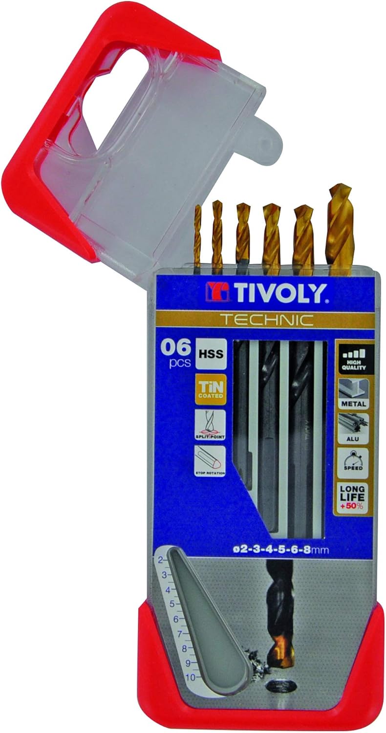 Tivoly A21 - Pack of 6 Drill Bits for Metal DIN 338 HSS + TiN (Diameter of 2, 3, 4, 5, 6, 8 mm - Image 4