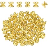 UNICRAFTALE 60Pcs Flower Beads Golden Filigree Spacer Beads 7mm Hollow Loose Beads Brass Small Hole Beads Bracelet Making Beads for Jewelry Making Accessories