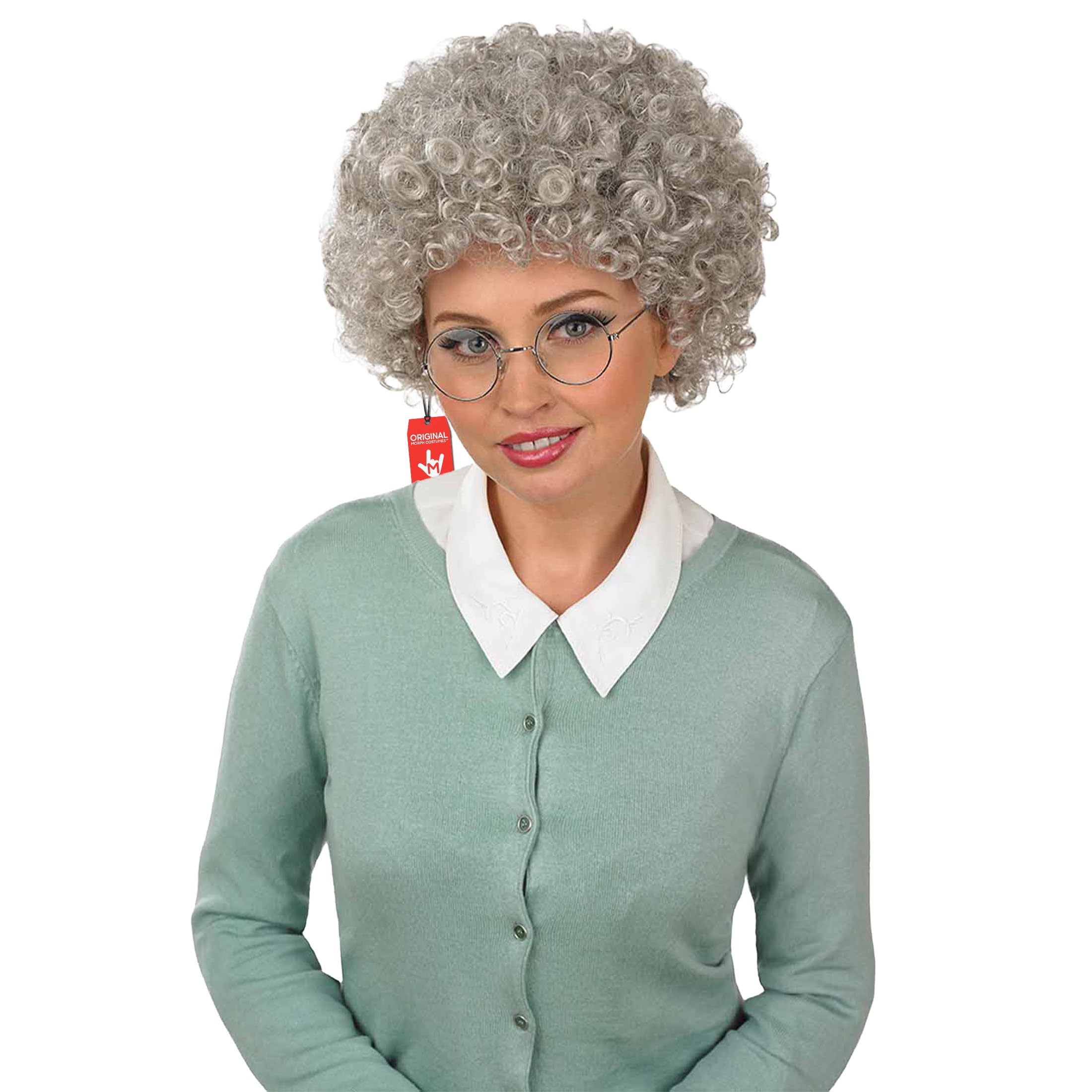 Fun Shack Grey Afro Wig for Women, Old Lady Curly Wig, Fancy Dress Costume Accessory, Grey Old Woman Wig, One Size
