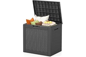 Ceecysaa Waterproof & Lockable Deck Box,Rattan-Style Resin Outdoor Storage Box for Patio Storage Cushions, Garden Tools & Poo