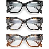 OUKEMAX 3-Pack Women's Reading Glasses with Blue Light Blocking and Anti-Glare Features