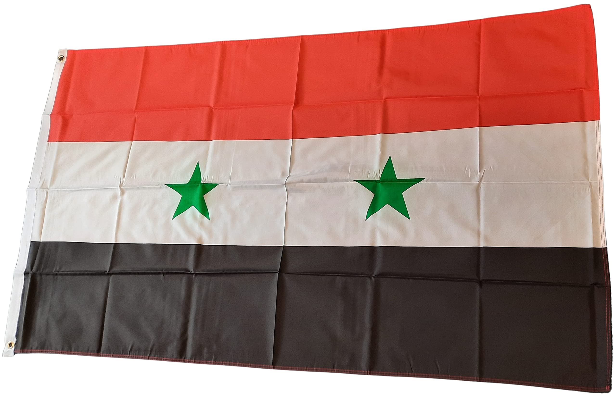 NWFlags Syria Flag 5ft x 3ft 75d Premium Polyester Suitable For Flagpoles | Strong Polyester 5x3 foot material large Syrian flag with 2 metal Eyelets