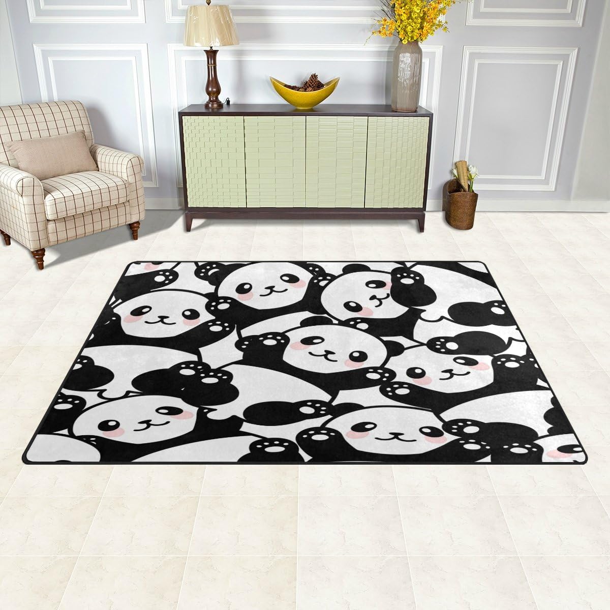 WOZO Cute Panda Animal Area Rug Rugs NonSlip Floor Mat Doormats Living
