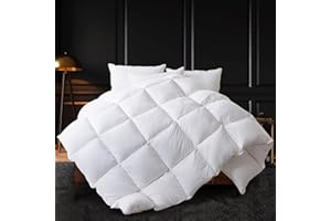 WhatsBedding Feather Down Comforter,Filled with Feather and Down, White Twin Size All Season Duvet Insert, Luxurious Hotel Bed Comforter,100% Cotton Cover, Medium Warmth with Corner Tabs,68x90 Inch