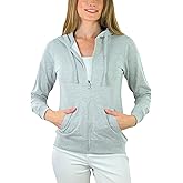 ToBeInStyle Women’s Cotton Lightweight Long Sleeve Hoodie Pullover or Full Zip Jacket w/Kangaroo Pocket