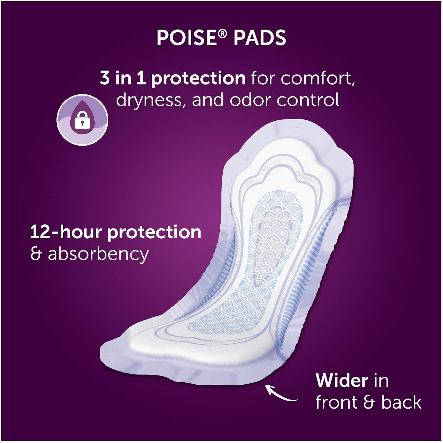 Poise Overnight Incontinence Pads, Ultimate Absorbency, 72 Count (2 Packs of 36) (Packaging May Vary): Health & Personal Care