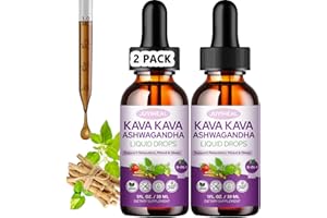 JUYIHEAL 7-in-1 Kava Kava Root Extract Supplement, High Concentration Kava with Ashwagandha, Lemon Balm, Valerian Root, Magnesium for Relaxation, Cognitive Support and Immune System, 1 Fl Oz, 2Pack