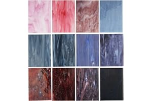 Lanyani（10 Sheets）Variety Stained Glass Sheets 4 x 6 inch Opal Art Glass Pack Tiffany Glass, Mixed Textures