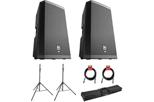 KELLARDS Electro-Voice ZLX-12P-G2 12" 2-Way 1000W Powered Loudspeaker with Bluetooth (Black) Bundle with 2X Steel Speaker Stand, Stand Bag 51"& 2X XLR Cable