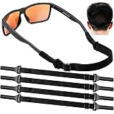 KSACLE Adjustable Glasses Strap, Upgrade 4 Pack No Tail Eyeglass Straps, Universal Fit Rope Eyewear Retainer, Sport Unisex Sunglass Retainer Holder Strap for Men, Women and Kids (Black, 8-13 inch)