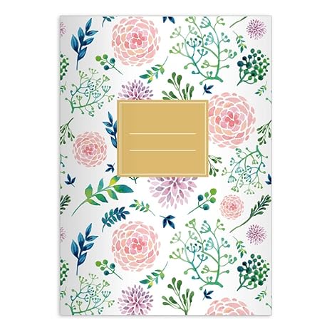 Kartenkaufrausch 1 Blüten reiches Notizheft DIN A4 Schulheft, Rechenhefte mit Sommer Blumen in rosa grün Lineatur 28 (kariert