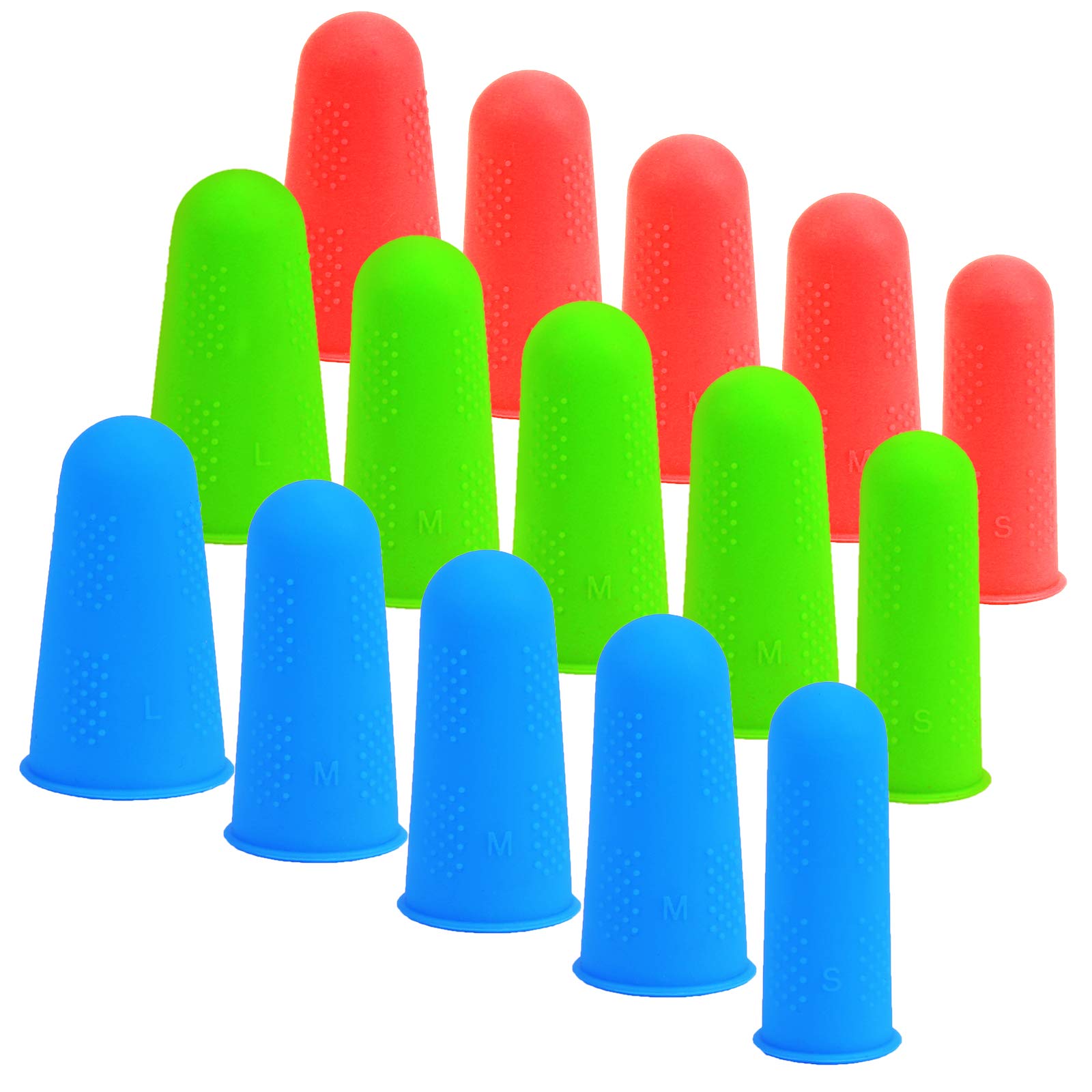 ZERHOK Finger Caps 15 Pcs Silicone Fingers Protectors Finger Guards 3 Sizes Non-Stick Covers Hot for Glue Sewing Wax Rosin Resin Scrapbooking Crafts Ironing Embroidery Needlework