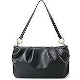 Women Ruched Shoulder Handbag Cloud Pouch Hobo Bag Convertible Clutch Soft Vegan Leather Cross body Bag
