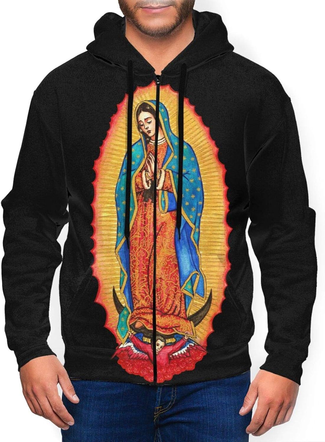 The Virgin of Guadalupe Mens Boy's Hoodie FullZip Sport