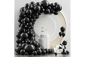 NISOCY Black Latex Balloon Arch Kit, 102PCS 18In 12In 10In 5In Arch Garland For Festival Picnic, Engagement, Wedding, Birthday Party, Black Theme Anniversary Celebration Decoration With 33FT Ribbon