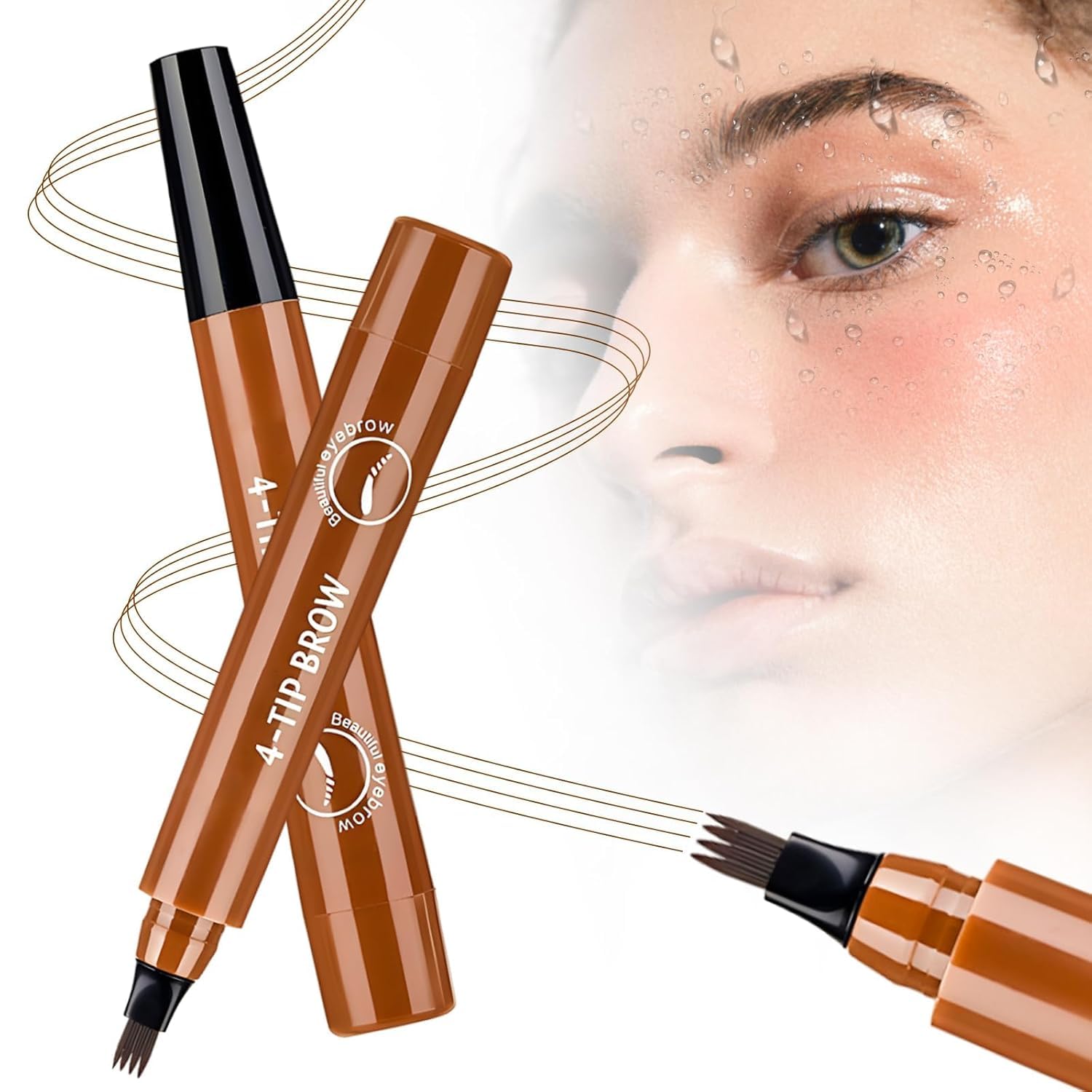 Photo 1 of 2PC Microblading Eyebrow Pencil for Women, 2026 New 3D Waterproof 4-Tip Magic Eyebrow Pencil With Micro-Fork Tip,Easy to Create a Natural Makeup Look,Suitable For All day use(Light Brown)