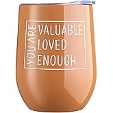DiverseBee Inspirational Gifts for Women, Men, Best Friend, Mom, Sister, Wife, Girlfriend, Boss, Coworker, Nurses, Thank You Encouragement Birthday Wine Gifts,Insulated Wine Tumbler with Lid (Caramel)