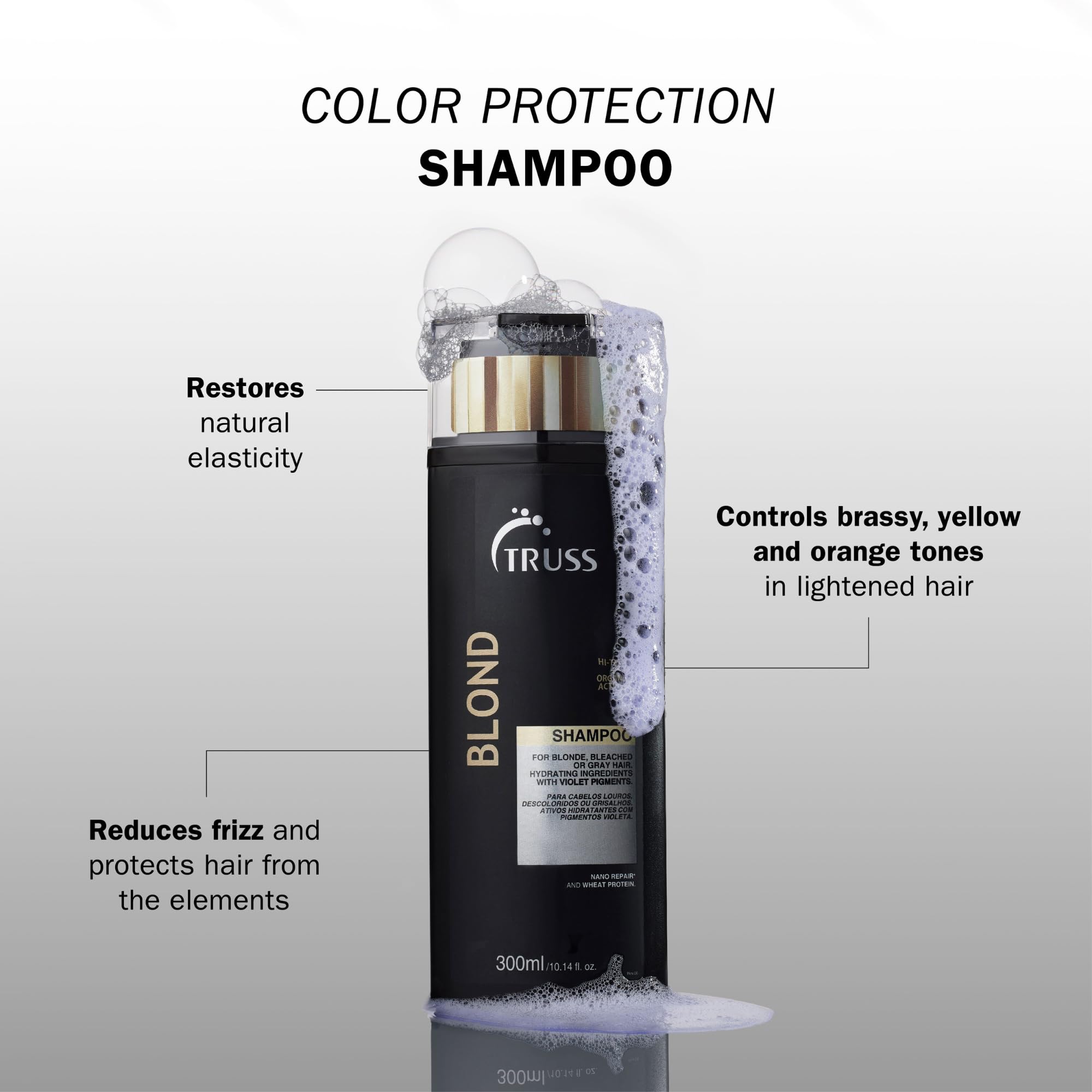 TRUSS Purple Shampoo & Toner for Blonde Hair - Blond Shampoo for Bleached, Gray, Highlighted & Brassy Hair - Restore Strength, Shine & Elasticity - Hydrating Daily Color Protection (10.14 Fl Oz)