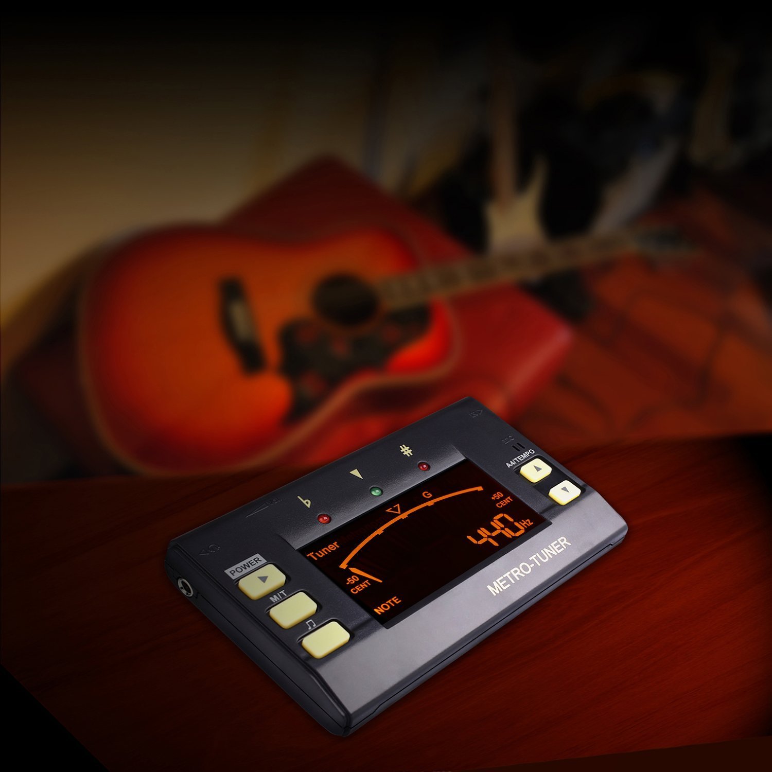 Mugig Metronome, Digital Tuner, Tone Generator 3 in 1 Multi-Instrument Device for Guitar, Bass, Violin, Ukulele, Chromatic Tuning, Large LCD Display, 8 Rhythms 30-250 BPM, Pickup & Battery Included