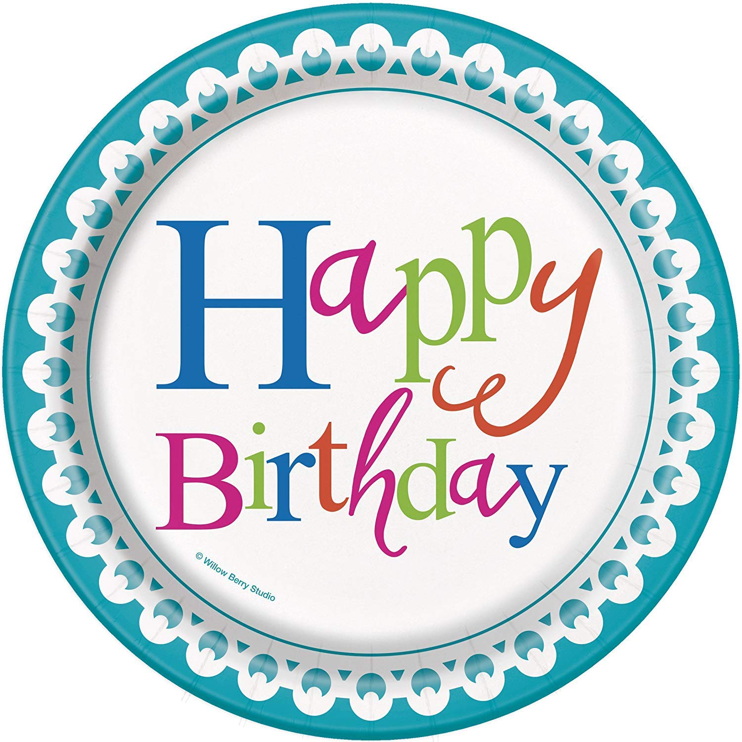 Unique Party 49604-18cm Confetti Cake Birthday Party Plates, Pack of 8