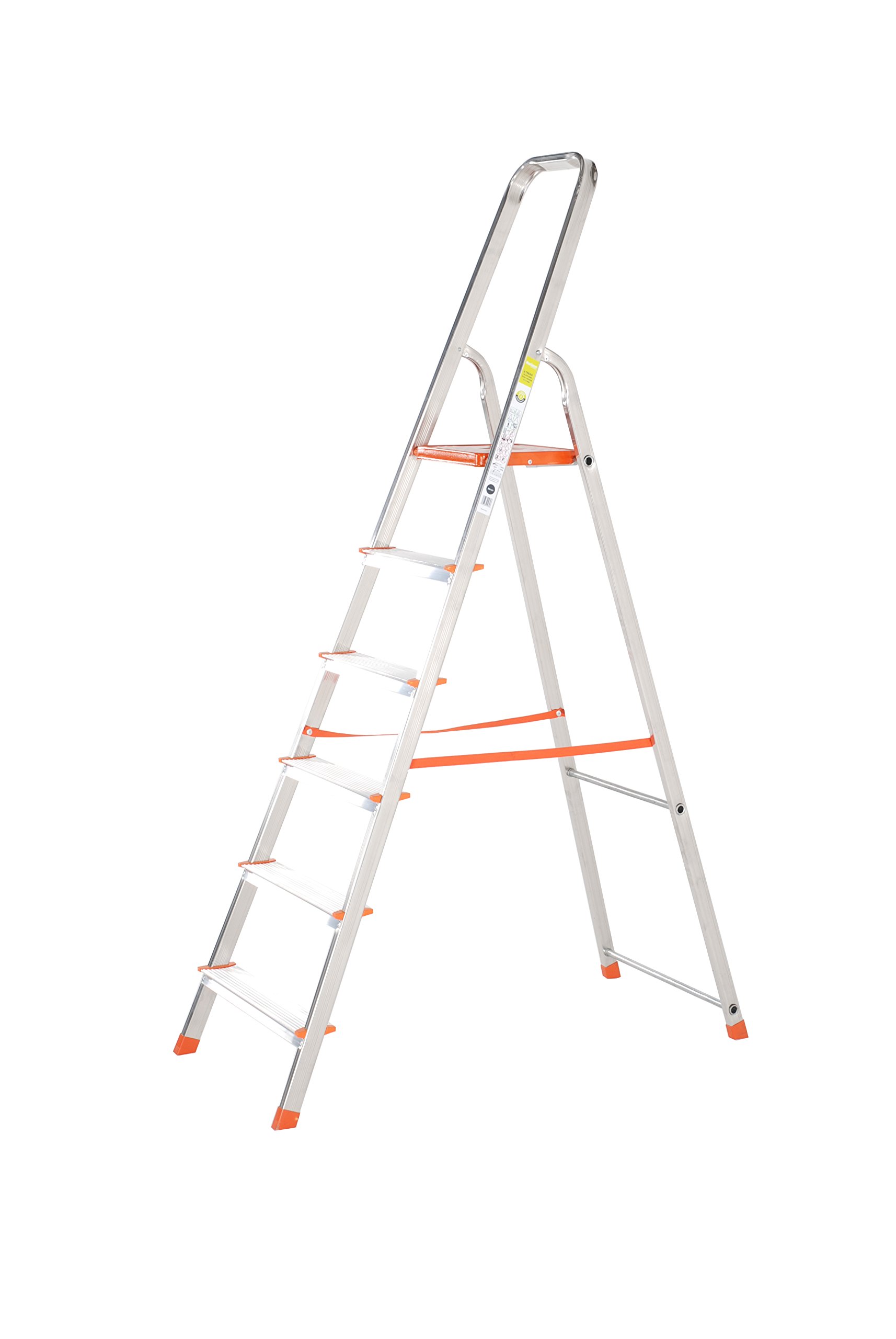 TB Davies 1212-006 Light Duty Step Ladder, 6 Tread, Platform Height 1.3m, Aluminum, 150kg Work Load, EN131