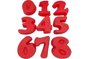 GOLDBAKING 9 Pieces Middle Size Silicon Number Cake Moulds Silicone Cake Mold (6 inch)