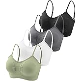 Omisy 4 Pieces V Neck Padded Bralette Cami Bra Wireless Tank Top Sports Bra with Adjustable Straps