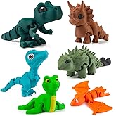 cobinaan 6PCS 3D Printed Dinosaur Toys, 3D Printed Animals Flexible Articulated Dinosaur Fidget Toys for Party Favors Home Office Desk Decor Birthday Gift Classroom Prize for Kids Boys Girls