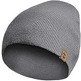 Timberland Men’s Ribbed Pull-On No Cuff Beanie - Soft Rib Knit Winter Hat, Stretch Fit, Warm Classic Look, Suede Logo Clip